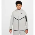 Nike Sportswear Tech Fleece-hættetrøje med lynlås i fuld længde til større børn (udvidet størrelse) - grå