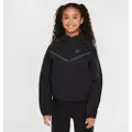 Nike Sportswear Tech Fleece-hættetrøje med fuld lynlås til piger - sort