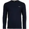 Hugo Boss BOSStil mænd. 50535870 Vaffel-T-shirt navy (XXL), Afslappet, Bomuld, Lange ærmer, Blå