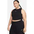 Nike Stram, maskinstrikket Nike Sportswear Chill-minitanktop med kort snit til kvinder (Plus Size) - sort