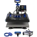 Vevor 5 i 1 Heat Press Machine 15x15 in 30oz Tumbler Press T-shirts Sort+Blå