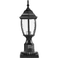 Vevor Dusk to Dawn udendørs lygtestolpe, 400 mm højde, vandtæt lygtepælelampe med 3,5 tommer piermonteret base i glasskærm, lynbeskyttet udendørs lygtestolpe til terrasse/have/sti