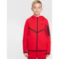 Nike Sportswear Tech Fleece-hættetrøje med lynlås til større børn - rød