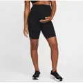Nike (M) One Dri-FIT-cykelshorts (20 cm) med høj talje og lommer til kvinder (Maternity) - sort