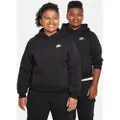 Nike Sportswear Club Fleece-pullover-hættetrøje (udvidet størrelse) til større børn - sort