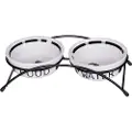 Trixie Food/Water bowl set ceramic/metal 2 × 0.25 l/ø 13 cm/27 × 7 × 14 cm white/black