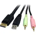 StarTech.com 4-in-1 Usb Displayport Kvm Switch Cable W/ Audio & Microphone