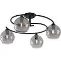 QAZQA Moderne loftslampe sort med røgglas 4-lys - Alanis