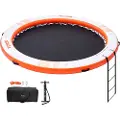 Vevor Oppustelig Flydebro, Ø8FT Oppustelig Broplatform med Ø5FT Trampolinnet Pool, Skridsikker Flydeplatform Vandmåtte med Bærbar Taske &amp; Aftagelig Stige til Afslapning ved Poolen og Stranden