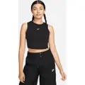 Nike Stram, maskinstrikket Nike Sportswear Chill-mini-tanktop med kort snit til kvinder - sort