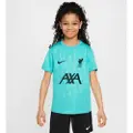 Nike Liverpool FC Academy Pro Nike Dri-FIT Pre-Match-fodboldtrøje med korte ærmer til større børn - grøn