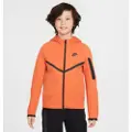 Nike Sportswear Tech Fleece-hættetrøje med lynlås til større børn - Orange