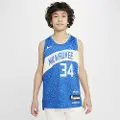 Nike Giannis Antetokounmpo Milwaukee Bucks 2023/24 City Edition Nike Dri-FIT NBA Swingman-trøje til større børn - blå