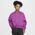 Nike Sportswear Club Fleece-sweatshirt med rund hals til større børn (piger) - lilla
