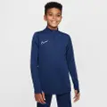 Nike Academy Dri-FIT-fodboldtræningstrøje med lange ærmer og 1/4 lynlås til større børn - blå
