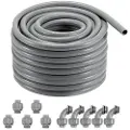 Vevor 25,4 mm (1 tomme) fleksibel væsketæt elektrisk PVC-rør 30,5 m ikke-metallisk IP65