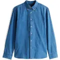 Tommy Hilfiger Tommy Hilfigertil mænd. MW0MW38134 Blå chambray-skjorte med almindelig pasform (XL), Casual, Bomuld, Lange ærmer