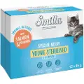 Smilla portionsposer Young Sterilised bidder i sauce med grøntsager - Laks og græskar (24 x 85 g)