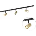 QAZQA Smart skinnesystem sort med guld 1-faset 3-lys inkl. WiFi GU10 - Jeana