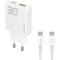 Dudao A30EUT 30W GaN-vægoplader med USB-C-kabel - hvid