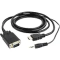 Gembird HDMI til VGA kabel 3m med 3,5mm lydkabel