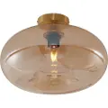QAZQA Art Deco loftslampe messing med ravfarvet glas 40 cm - Busa