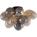 QAZQA Design loftslampe sort med rav- og røgglas 4-lys - Uvas