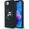 Karl Lagerfeld iPhone 16e Karl Lagerfeld Karl and Choupette MagSafe Cover i flydende silikone - Sort