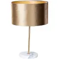 QAZQA Bordlampe messing med brun velourskærm 35 cm - Kaso