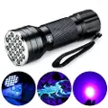 24hShop UV 21 LED 395NM ultraviolet lommelygte - opdager urin fra hunde