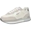 Pepe Jeans Pepe Jeanstil kvinder. PLS60033 Rusper Shine hvide træningssko i læder (36), Fast, Ruskind, Blonder, Casual