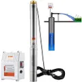 Vevor Dykpumpe til dyb brønd, 1500W 230V 60Hz, 9,8 m³/t 108 m løftehøjde, med 19,4 m ledning og ekstern kontrolboks, Vandpumper i rustfrit stål til industriel, kunstvanding og hjemmebrug, IP68 vandtæt