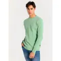LOIS Jeans Lois Jeanstil mænd. 176583903 Grøn boblestrikket trøje (S), Casual, Bomuld, Lange ærmer