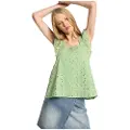 LOIS Jeans Lois Jeanstil kvinder. 431452483 Grøn flæsetop med stropper og flæser (XL), Casual, Bomuld, Uden ærmer/stropper
