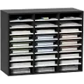 Vevor 27 rums trælitteraturorganisator, justerbare hylder, postcenter af medium densitetsfiberplade, kontoropbevaring til hjemmeskole, filer, dokumenter, papirer, magasiner, sort+hvid