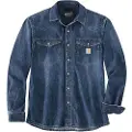 Carhartt Denim Snap Front Skjorte Med Lange ærmer