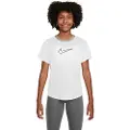 Nike Kortærmet Nike One Fitted Dri-FIT-trøje til større børn (piger) - hvid