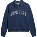 Superdry Superdrytil kvinder. W2012234A Athletic Essentials navy sweatshirt med rullekrave og halv lynlås (M), Casual, Bomuld, Blå