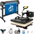 Vevor 5 i 1 varmepresse 15"x15" transferhætte 53" vinylskærerplotter skærer 3 knive