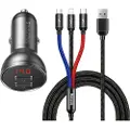 Baseus 2xusb-a Med Lightning/micro Usb/usb-c-billader 2.4a 24w
