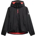 Superdry Superdrytil kvinder. W5011849A Windbreaker-jakke med hætte og logo, sort (XS), Casual, Bæredygtig, Genanvendt nylon