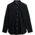 Superdry Superdrytil mænd. M4010993A Essentials Sort Slim Fitted letvægtsskjorte (XL), Casual, Bomuld, Lange ærmer