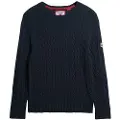 Superdry Superdrytil kvinder. W6110610A Slouchy Cable navy trøje (L), Casual, Bomuld, Blå