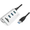 Logilink USB 3.0 hub 3-port with card reader for SD/microSD aluminum casing USB hub - USB 3.2 - 3 ports - Hvid