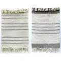 DKD Home Decor Polyester Hvid Boho Frynser Tæppe 200x290x0.75 Cm 2 Enheder