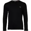 Hugo Boss BOSStil mænd. 50535870 Vaffel-T-shirt sort (L), Afslappet, Bomuld, Lange ærmer