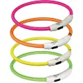 Trixie Flash Light Ring USB Illuminated Dog Safety Collar Green Size M-L 7mm 45cm