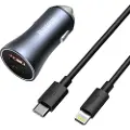 Baseus Gylden Kontakt Biloplader 1xusb-a 1xusb-c Med Lightning 3a 40w