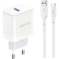 24hShop Vægoplader 18W USB med USB-C-kabel - Hvid