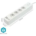 Nedis SmartLife Stikdåse, Wi-Fim Hybrid (CEE 7/7) / USB-A / USB-C, 16 A, 3680 W, 2 m, Hvid